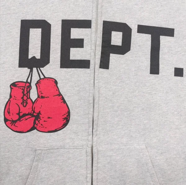 Gallery Depot. Hemp Grey Boxing Gloves Zipper Hoodie   051 - Image 5