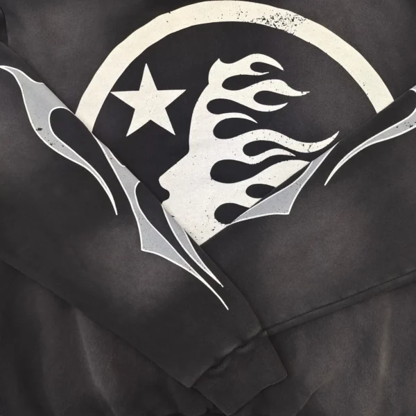 HELLSTAR Grey S-Logo Flame Black Hoodie - Image 7
