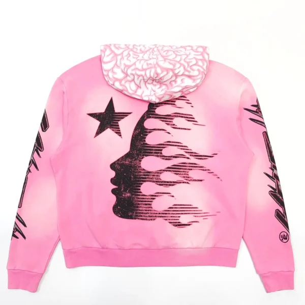 HELLSTAR Brain Hat Pink Hoodie - Image 2