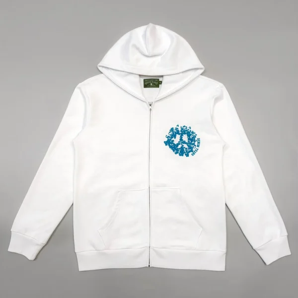 Denim Tears White DU Cotton Zipper Hoodie