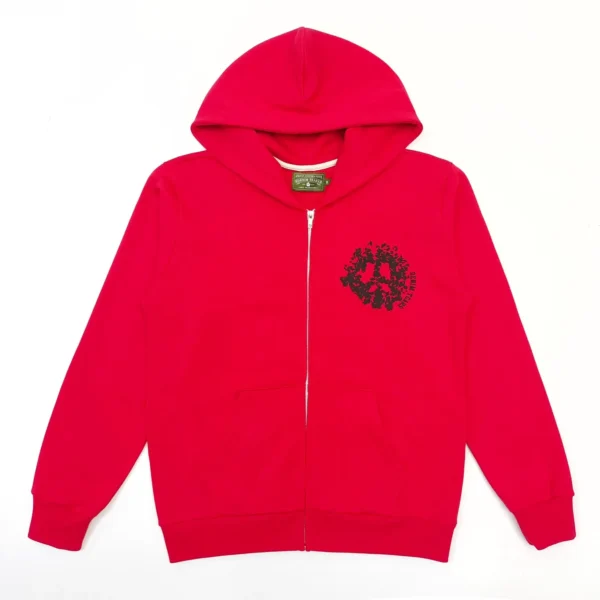 Denim Tears Red DU Cotton Zipper Hoodie
