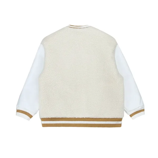 Burberry Patchtop Pocket Leather Sleeves Lamb Fleece Splicing Cotton Jacket - Image 2