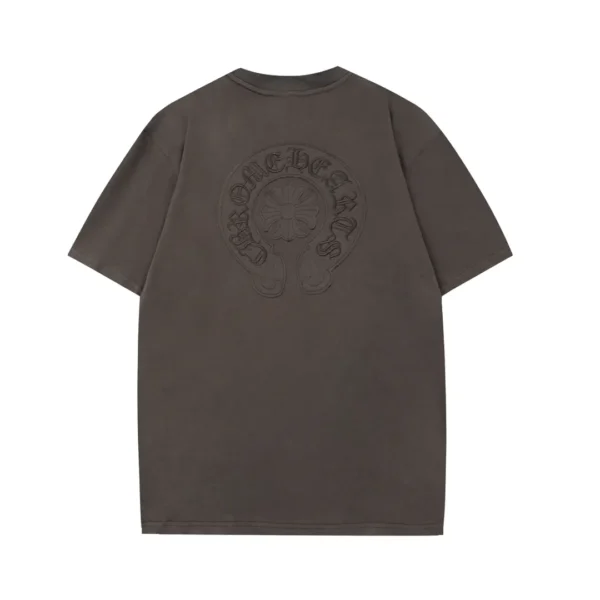 Chrome Hearts high-end gray patch embroidered horseshoe short sleeved T-shirt with brushed hair, no one rejects Chrome Hearts