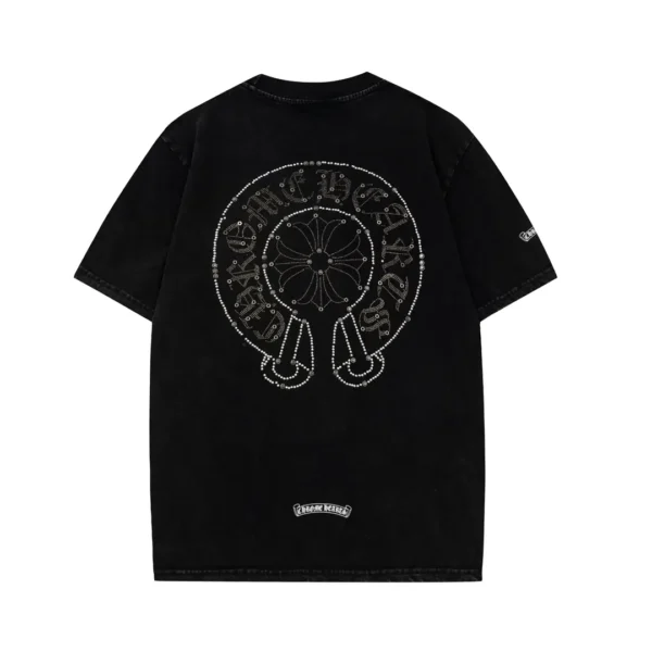 Chrome Hearts  Horseshoe Sanskrit Screw Drill Water Washed Vintage Round Neck Short Sleeve!Male Female Same Style Official - Image 2