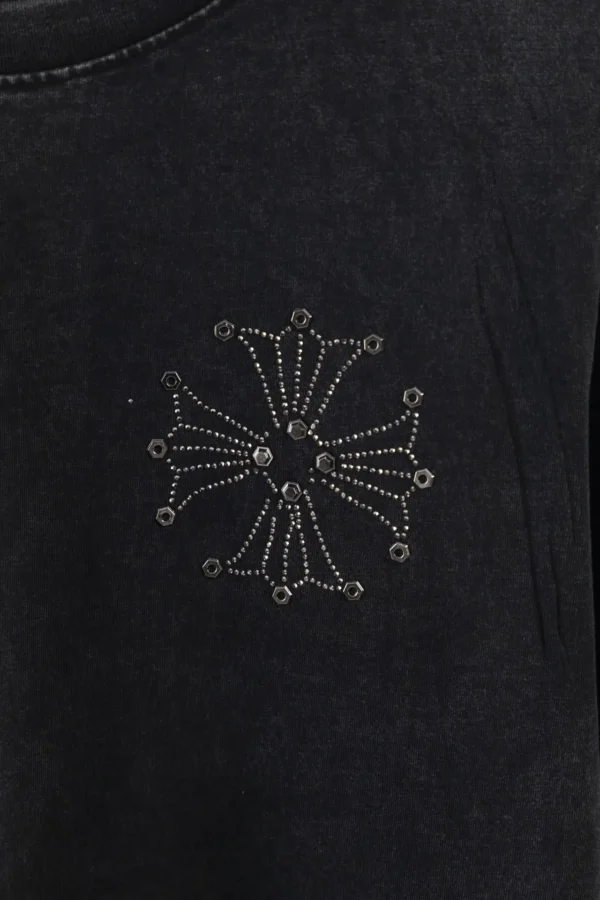 Chrome Hearts  Horseshoe Sanskrit Screw Drill Water Washed Vintage Round Neck Short Sleeve!Male Female Same Style Official - Image 5