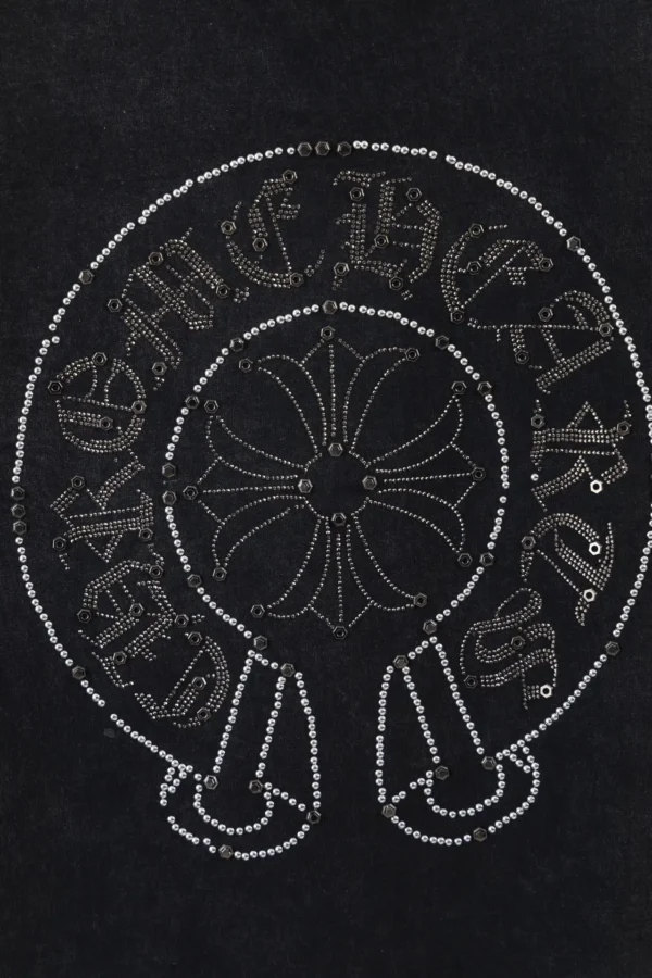 Chrome Hearts  Horseshoe Sanskrit Screw Drill Water Washed Vintage Round Neck Short Sleeve!Male Female Same Style Official - Image 4