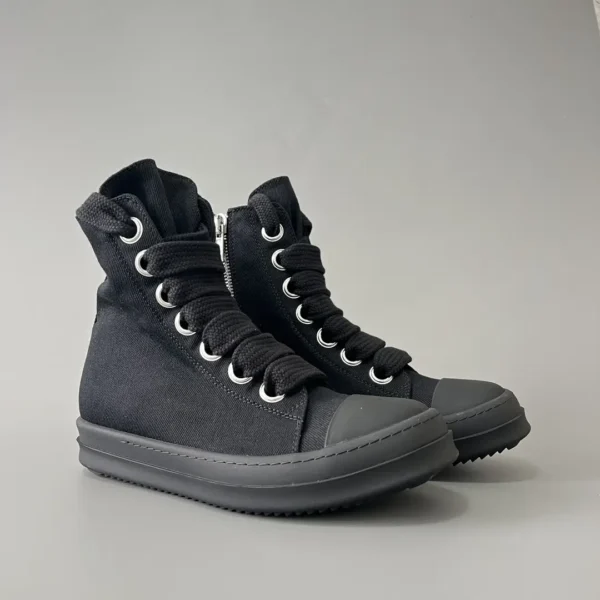 Rick Owens DRKSHDW with horizontal stripes, high cut, thick hole, frenulum, blackhead. - Image 3