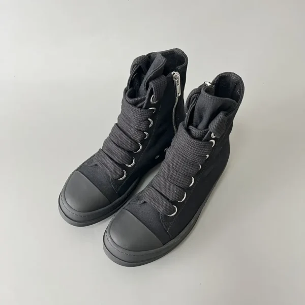 Rick Owens DRKSHDW with horizontal stripes, high cut, thick hole, frenulum, blackhead. - Image 8