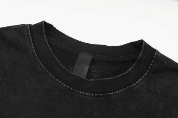 Chrome Hearts black washed adhesive fabric embroidered horseshoe lips short sleeved shirt!The sandblasting process for ready to wear clothing makes - Image 7