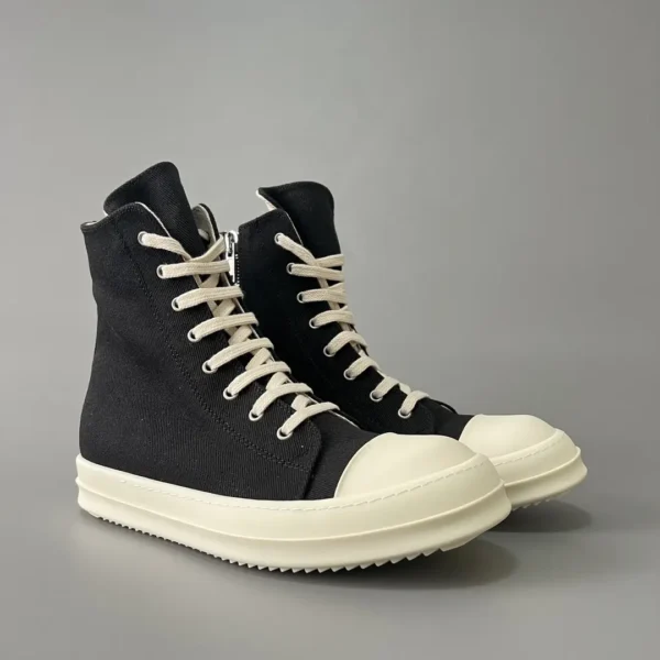 RickOwens DRKSHDW classic striped fabric high top strap with white hair. - Image 3
