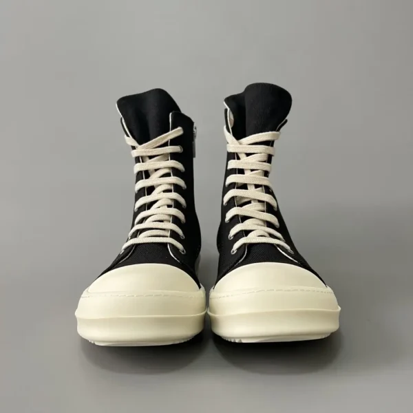 RickOwens DRKSHDW classic striped fabric high top strap with white hair. - Image 2