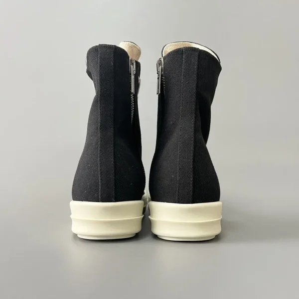RickOwens DRKSHDW classic striped fabric high top strap with white hair. - Image 5