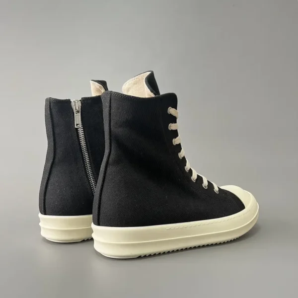 RickOwens DRKSHDW classic striped fabric high top strap with white hair. - Image 4