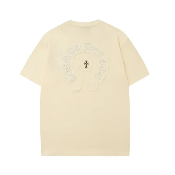 Chrome Hearts Leather Horseshoe Cross Small Iron Micro Logo T-shirt!Front and rear adhesive design leather - Image 4