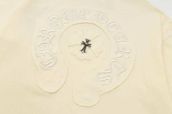 Chrome Hearts Leather Horseshoe Cross Small Iron Micro Logo T-shirt!Front and rear adhesive design leather - Image 6