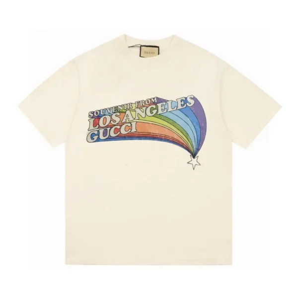 Gucci  T-shirt Sparkling Pink Rainbow Short Sleeve T-shirt-Color: