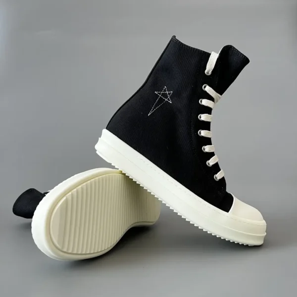 RickOwens DRKSHDW Classic Canvas High Top Lace Embroidered Pentagram - Image 7