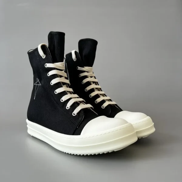 RickOwens DRKSHDW Classic Canvas High Top Lace Embroidered Pentagram - Image 3