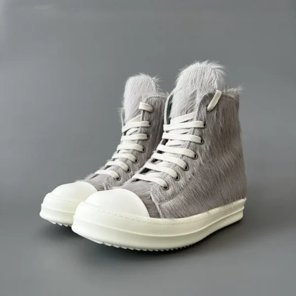 Rick Owens gray horsehair high top tie.