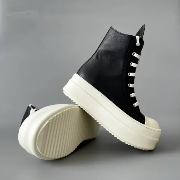 Rick Owens has a high top strap and thick bottom leather surface. - Image 7