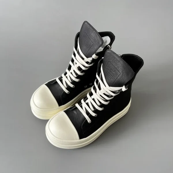 Rick Owens has a high top strap and thick bottom leather surface. - Image 8