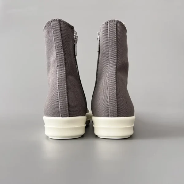 RickOwens DRKSHDW classic gray canvas high top strap with white hair. - Image 5