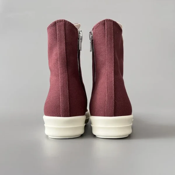 RickOwens DRKSHDW classic deep red canvas high top lace up white hair - Image 5