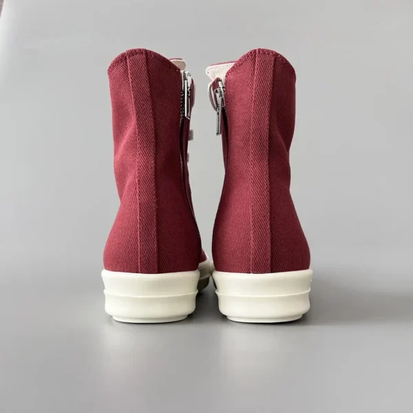 Rick Owens DRKSHDW classic wine red canvas high top lace up white hair. - Image 5