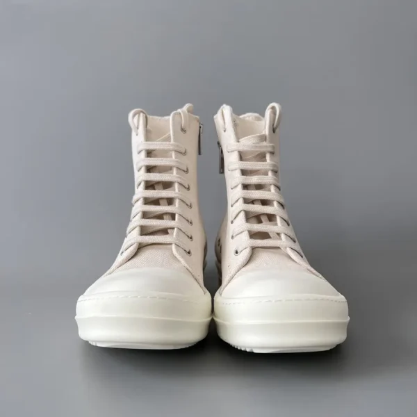 RickOwens DRKSHDW classic beige canvas high top lace embroidery five - Image 2