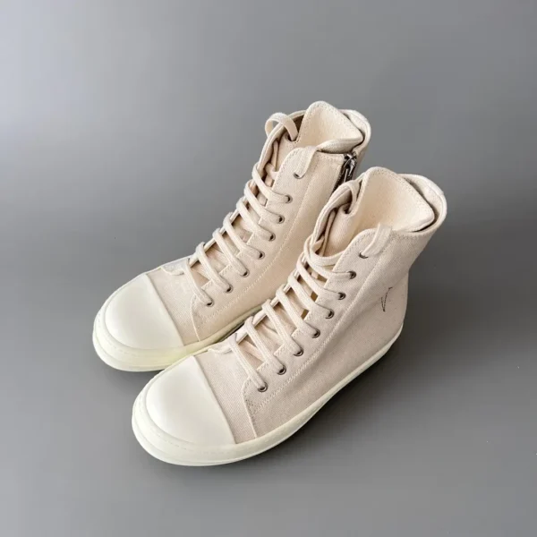 RickOwens DRKSHDW classic beige canvas high top lace embroidery five - Image 8