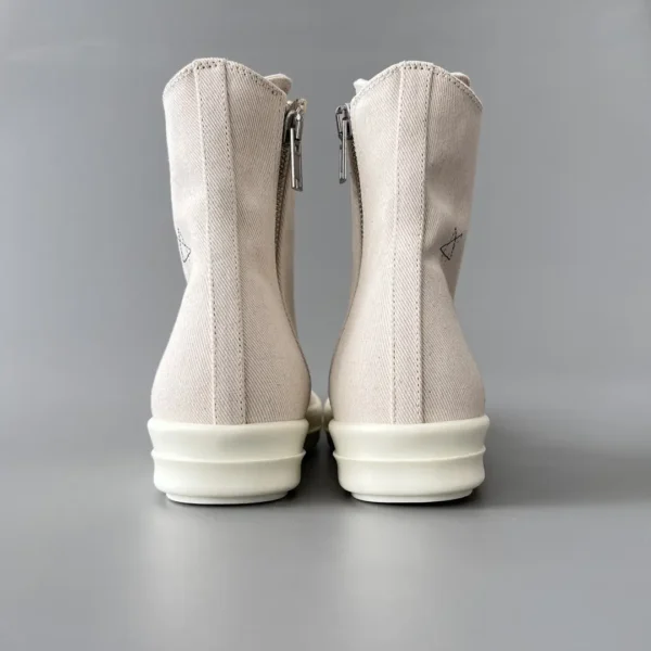 RickOwens DRKSHDW classic beige canvas high top lace embroidery five - Image 5