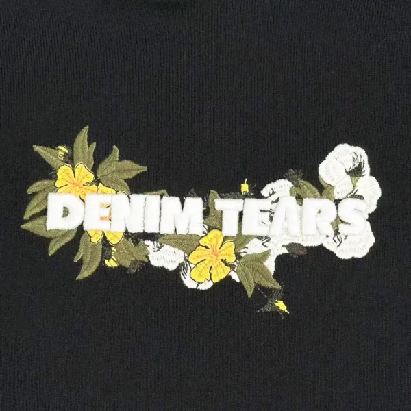 Denim Tears Black 3D Embroidered Hoodie - Image 4