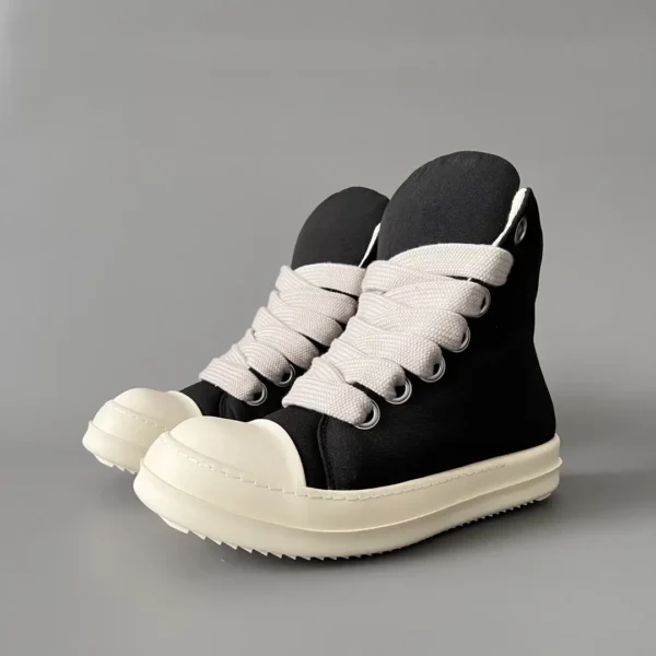 RickOwens DRKSHDW high top canvas bread shoes.
number