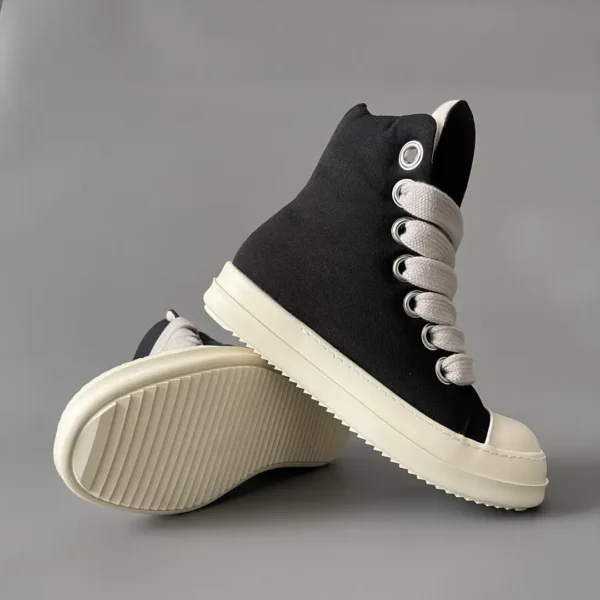 RickOwens DRKSHDW high top canvas bread shoes.
number - Image 7