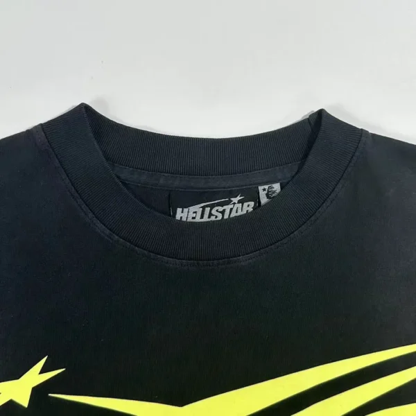 HELLSTAR Fluorescent Yellow S-Logo Black Short Sleeve - Image 3