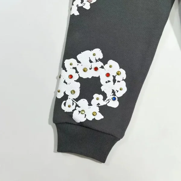 Denim Tears Dark Grey Rhinestone Gemstone Cotton Flower - Image 9