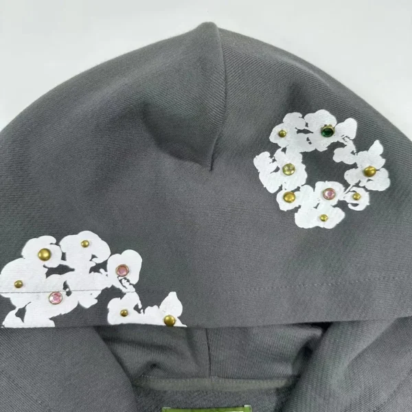 Denim Tears Dark Grey Rhinestone Gemstone Cotton Flower - Image 11