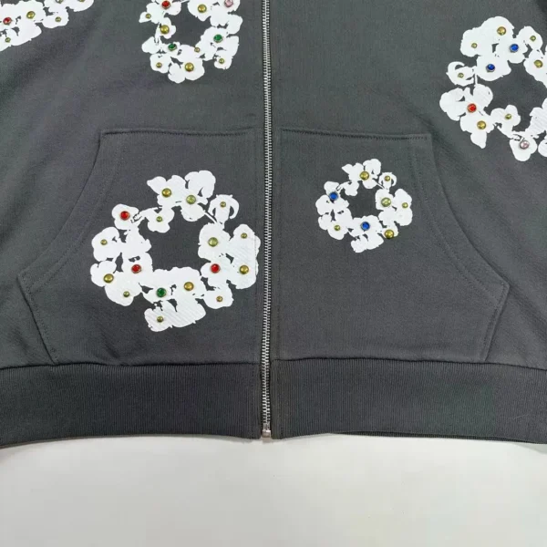 Denim Tears Dark Grey Rhinestone Gemstone Cotton Flower - Image 6