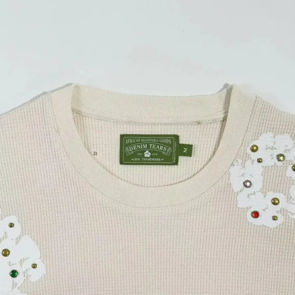 Denim Tears off white Rhinestone gemstone kapok flower - Image 3