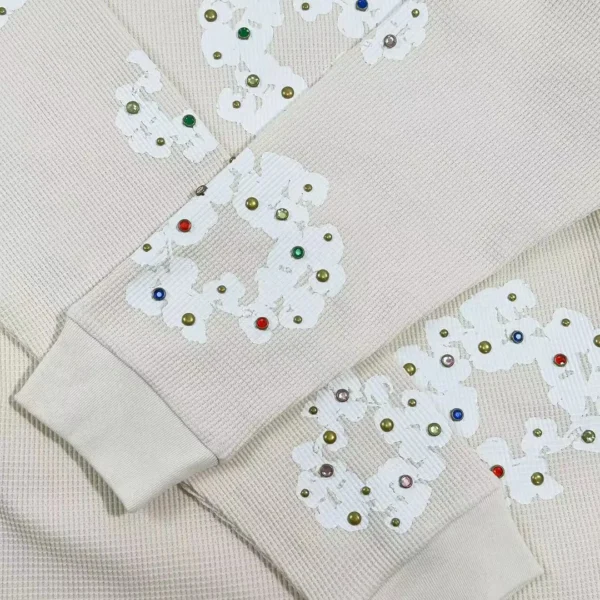 Denim Tears off white Rhinestone gemstone kapok flower - Image 9