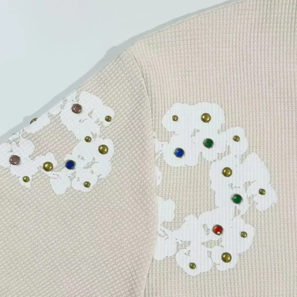 Denim Tears off white Rhinestone gemstone kapok flower - Image 6