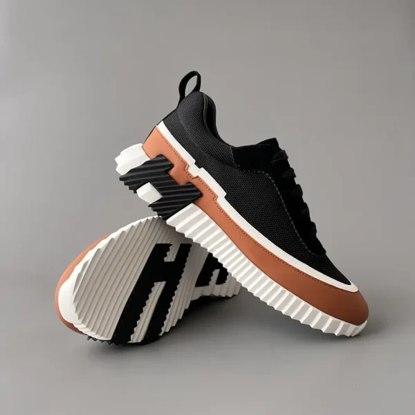 Hermes Bouncing Low cut round toe lace up casual shoes black - Image 7