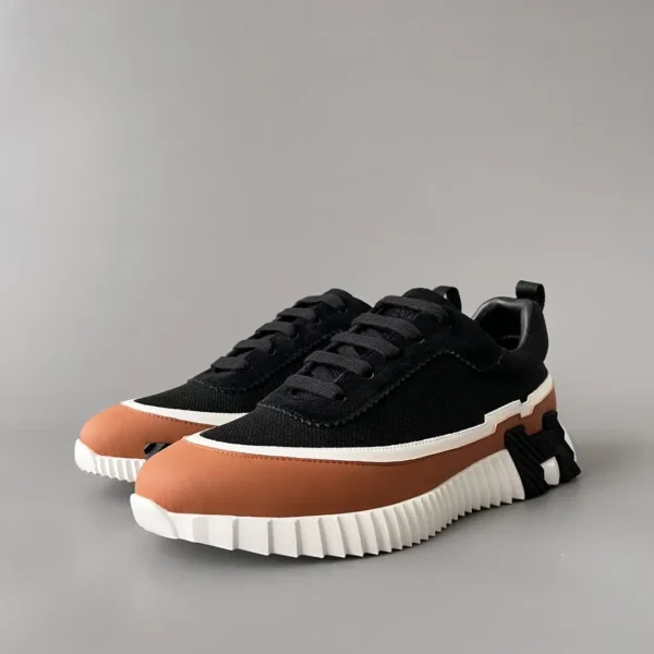 Hermes Bouncing Low cut round toe lace up casual shoes black