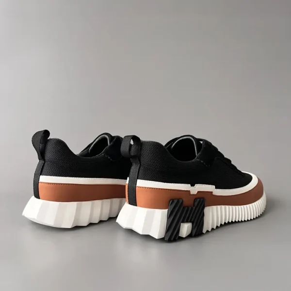 Hermes Bouncing Low cut round toe lace up casual shoes black - Image 4