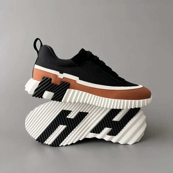 Hermes Bouncing Low cut round toe lace up casual shoes black - Image 6