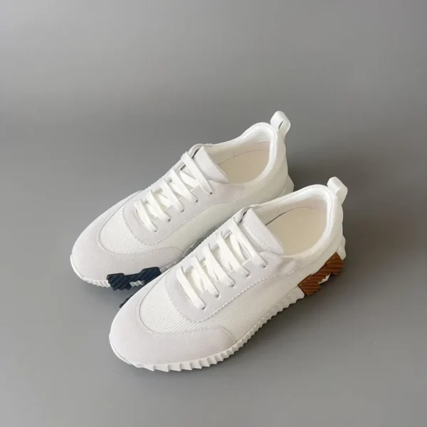 Hermes Bouncing Low cut round toe lace up casual shoes white - Image 8