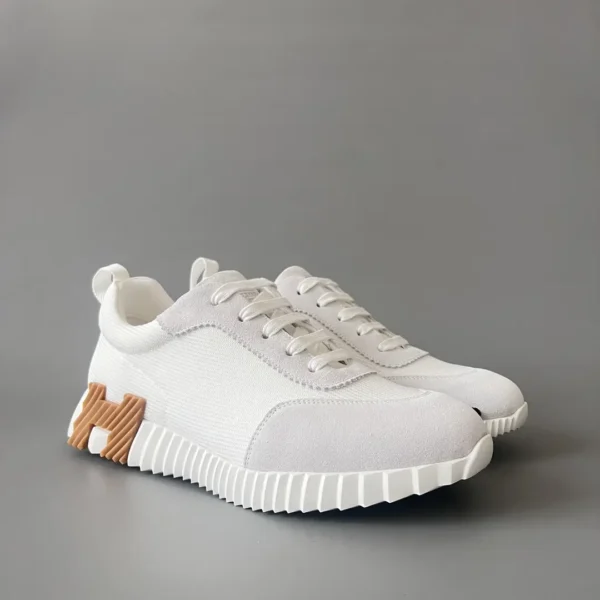 Hermes Bouncing Low cut round toe lace up casual shoes white - Image 3