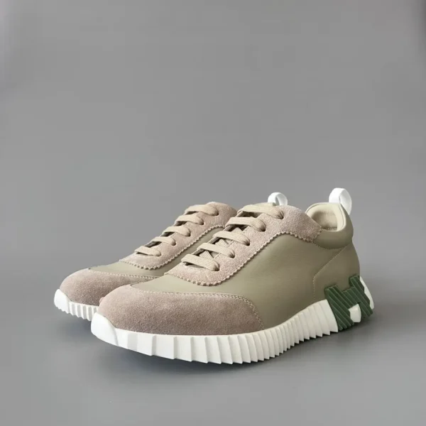 Hermes Bouncing Low cut round toe lace up casual shoes in green
