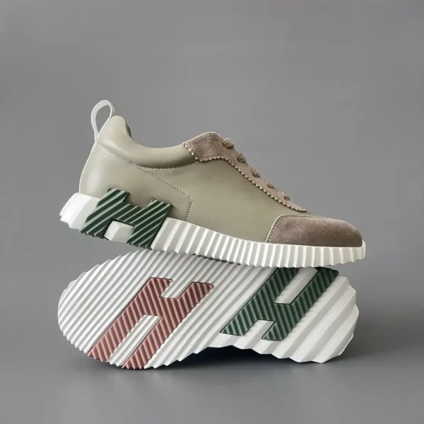 Hermes Bouncing Low cut round toe lace up casual shoes in green - Image 6