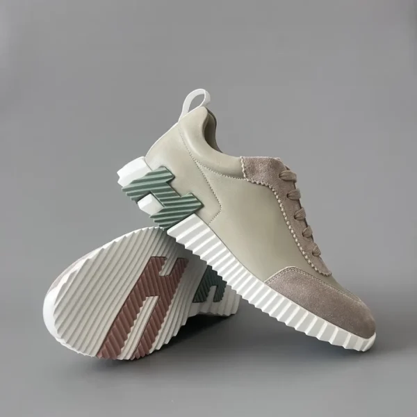 Hermes Bouncing Low cut round toe lace up casual shoes in green - Image 7